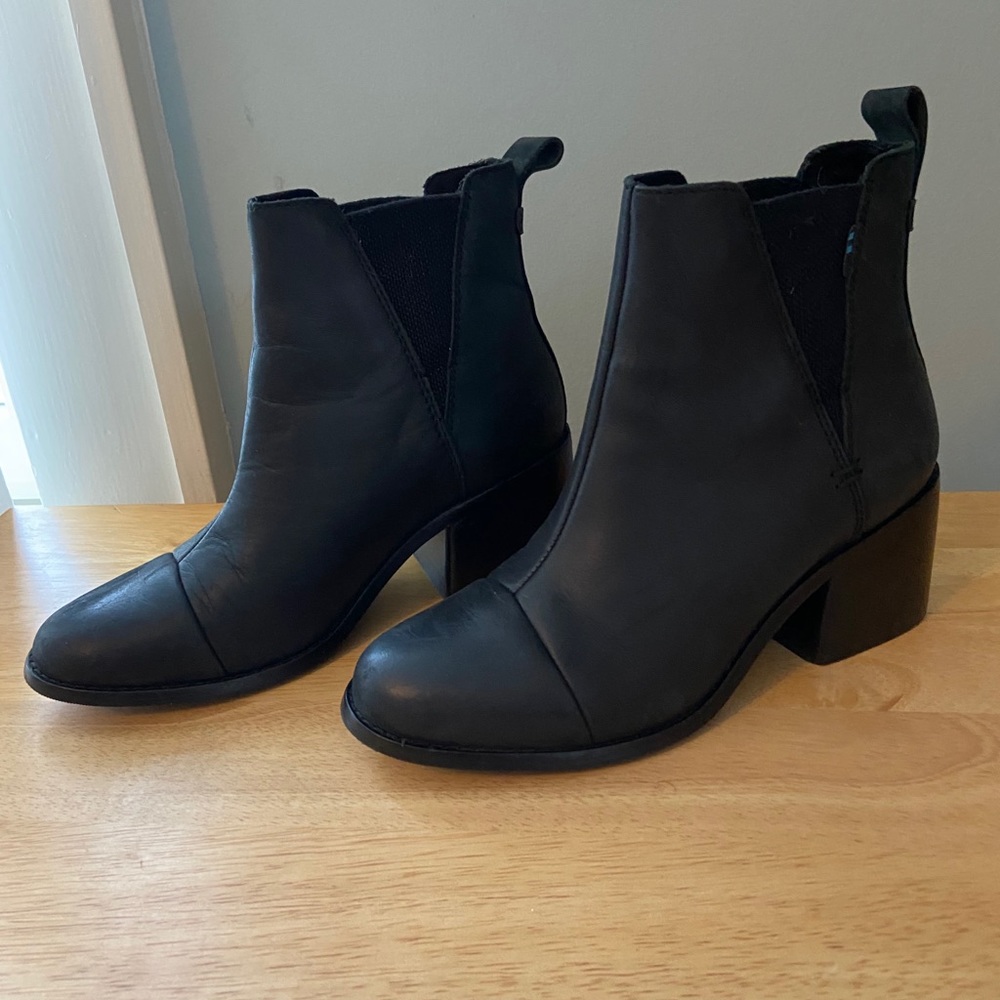 TOMS Black Leather Esme Boots